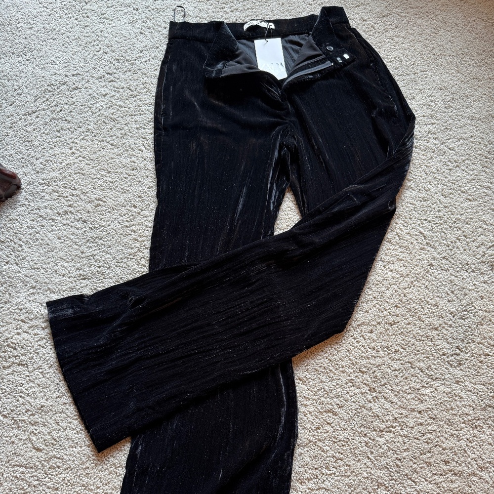 NWT Zara Black velvet pants